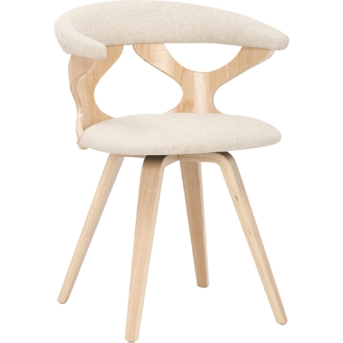 Gardenia Swivel Dining Chair in Cream Fabric & Natural Wood